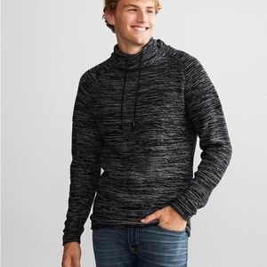 Buckle Outpost Makers Black Heather Cowl Neck Drawstring Sweater Slim Hoodie